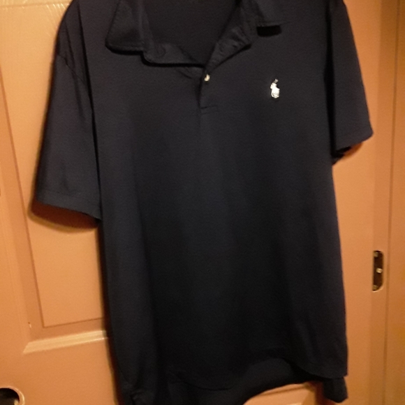 Mens dark blue moisture wicking golf polo - Picture 2 of 4